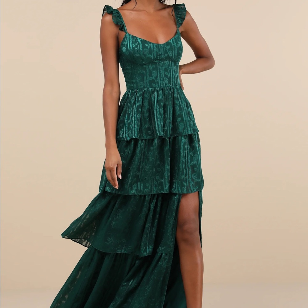 Lulu's Green Floral Maxi Dress